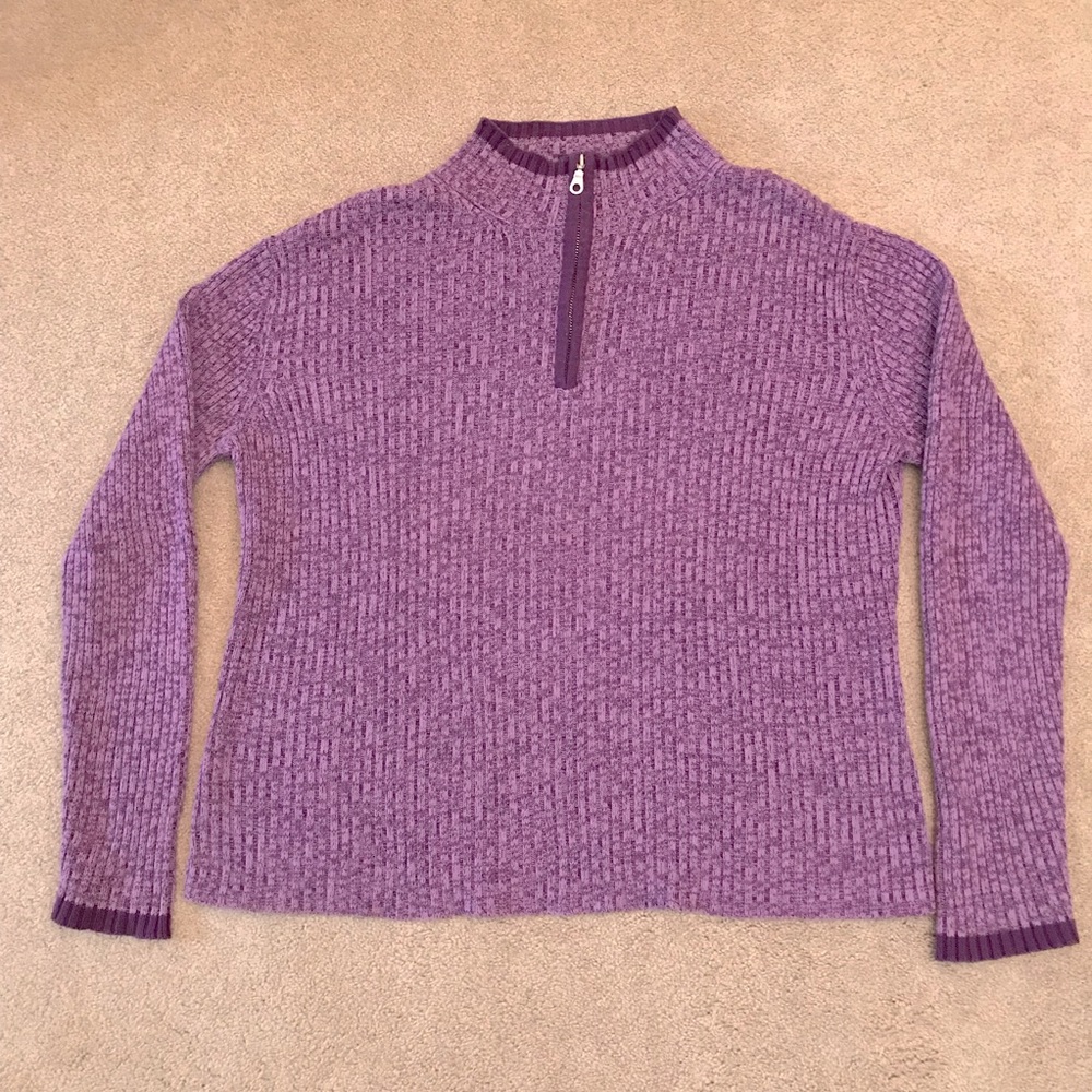 High Sierra Purple Quarter Zip Pullover Sweater Size XL Ribbed Knitwear Cotton